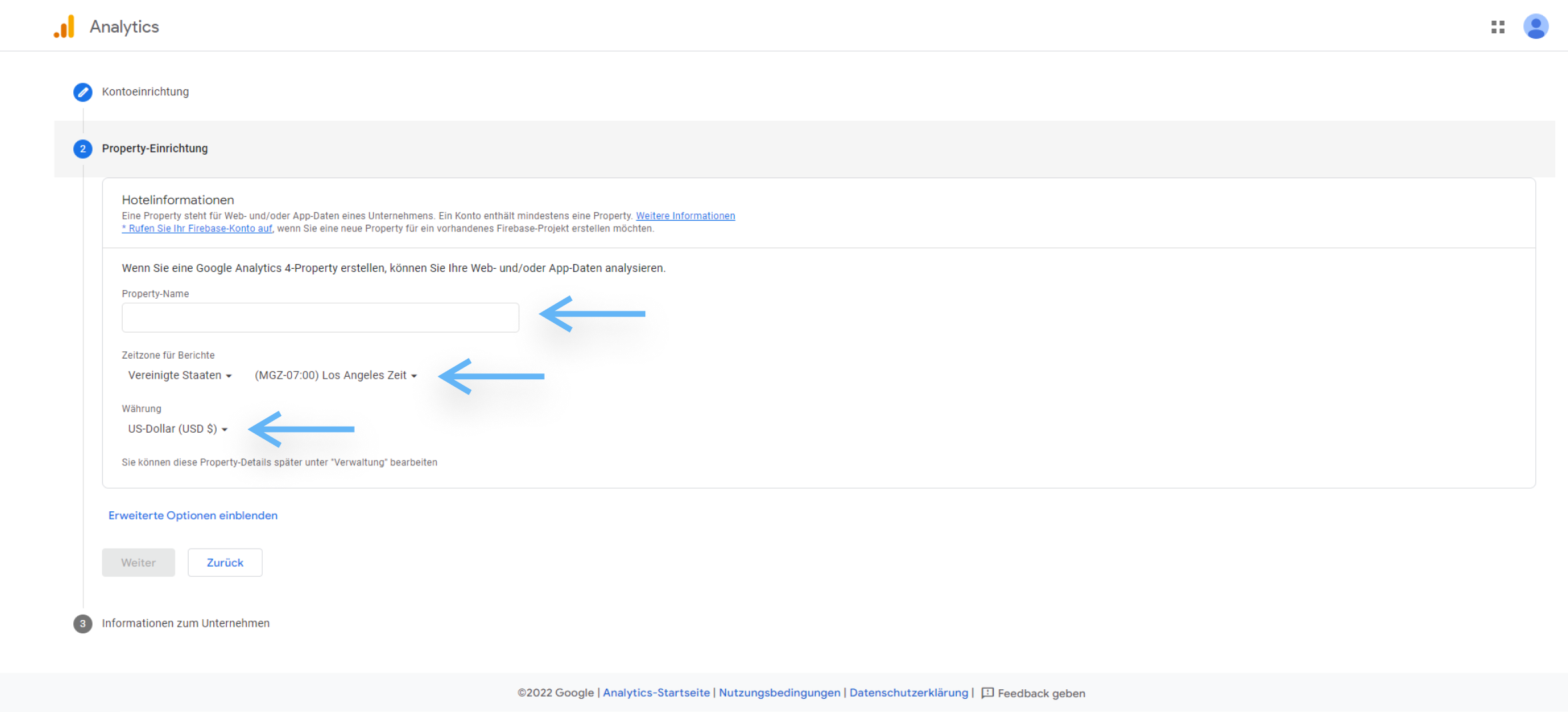 atrava - Google Analytics Anleitung - Property-Einrichtung