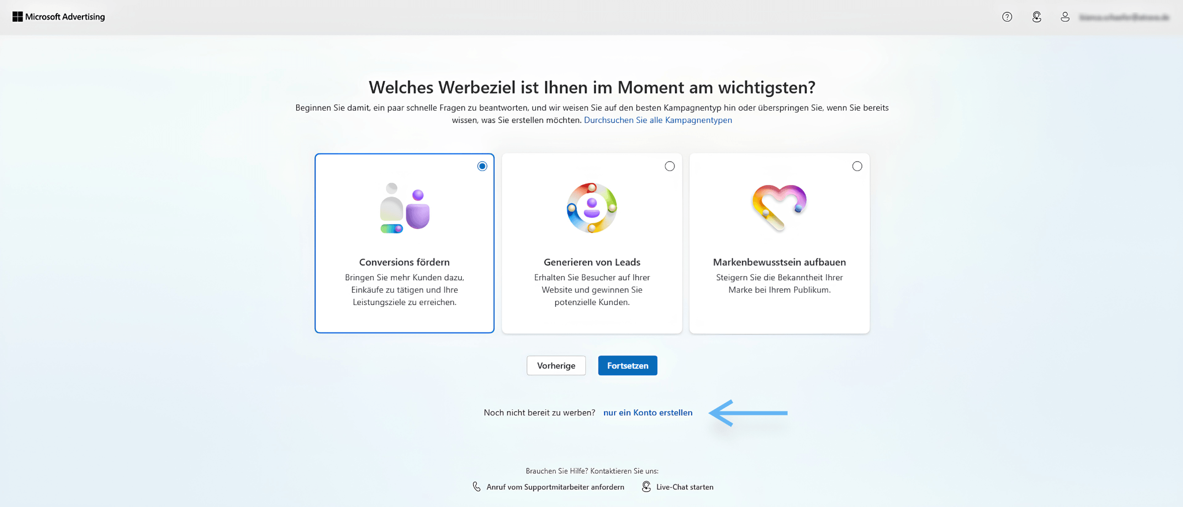 atrava - Microsoft Ads Anleitung - Konto erstellen