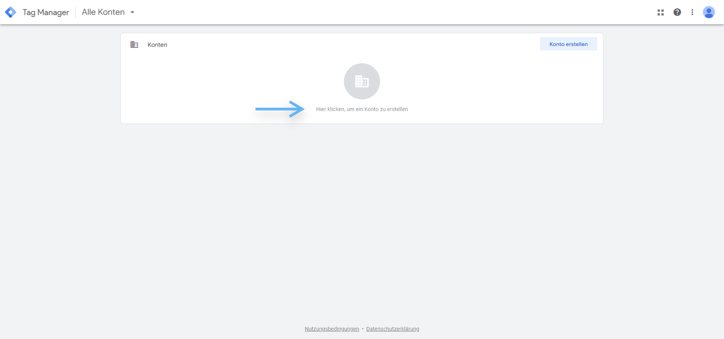 atrava - Google Tag Manager Anleitung - auf Konto erstellen klicken