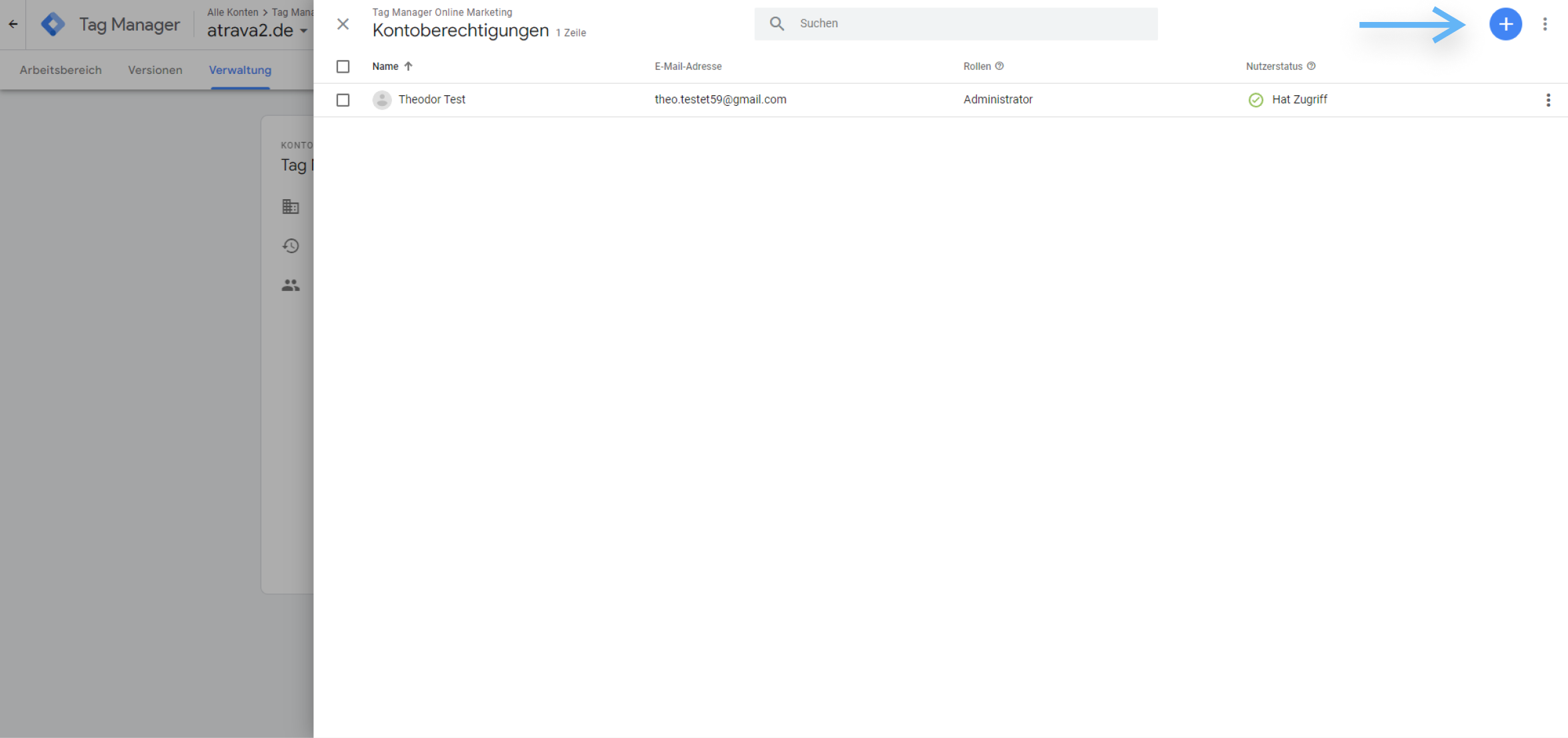 atrava - Google Tag Manager Anleitung - auf blaues Plus klicken